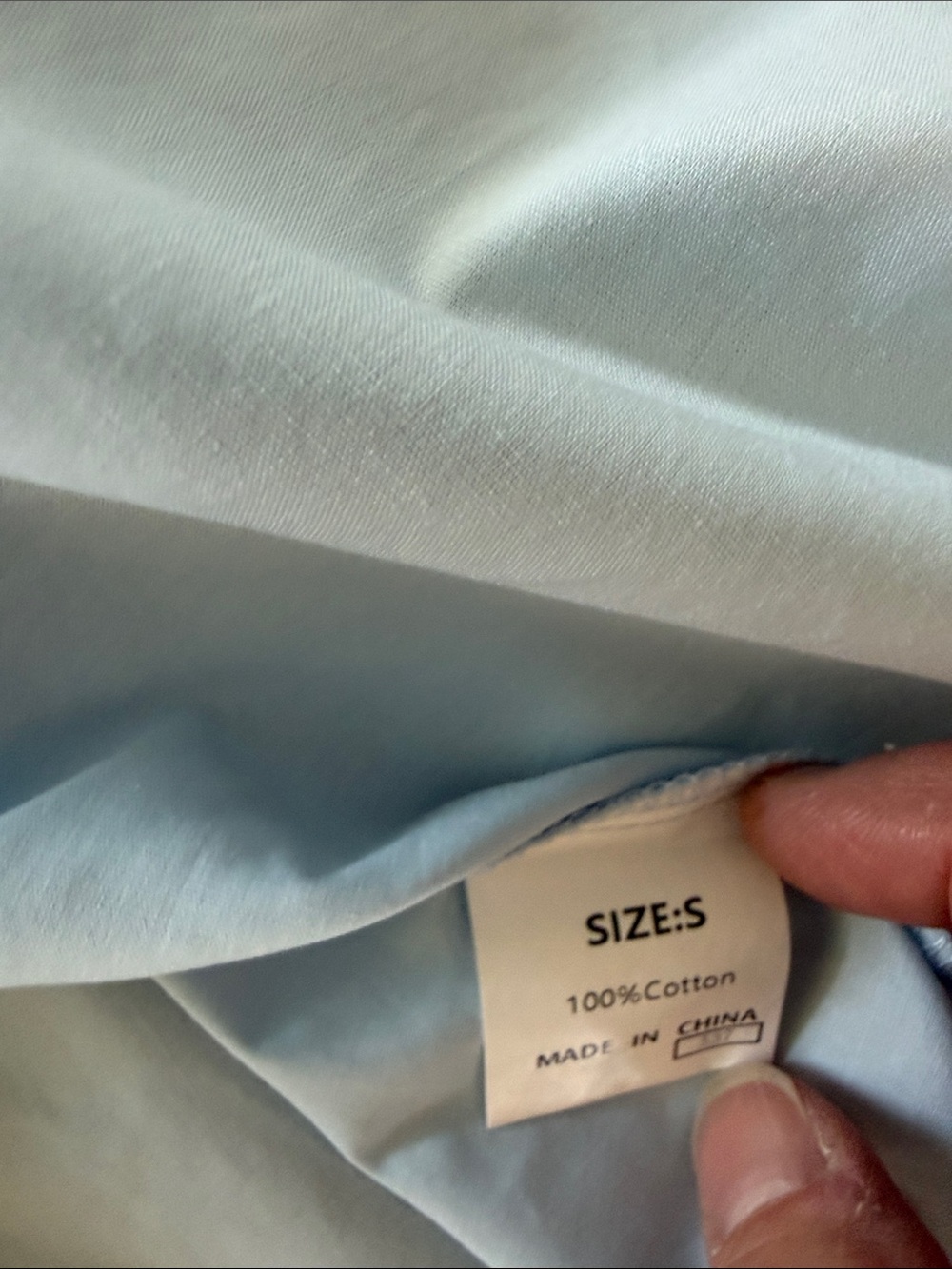 Light Blue V-Neck Swing Dress Pink & Green Trim Puff Sleeve Women’s Small NWOT - Picture 8 of 8